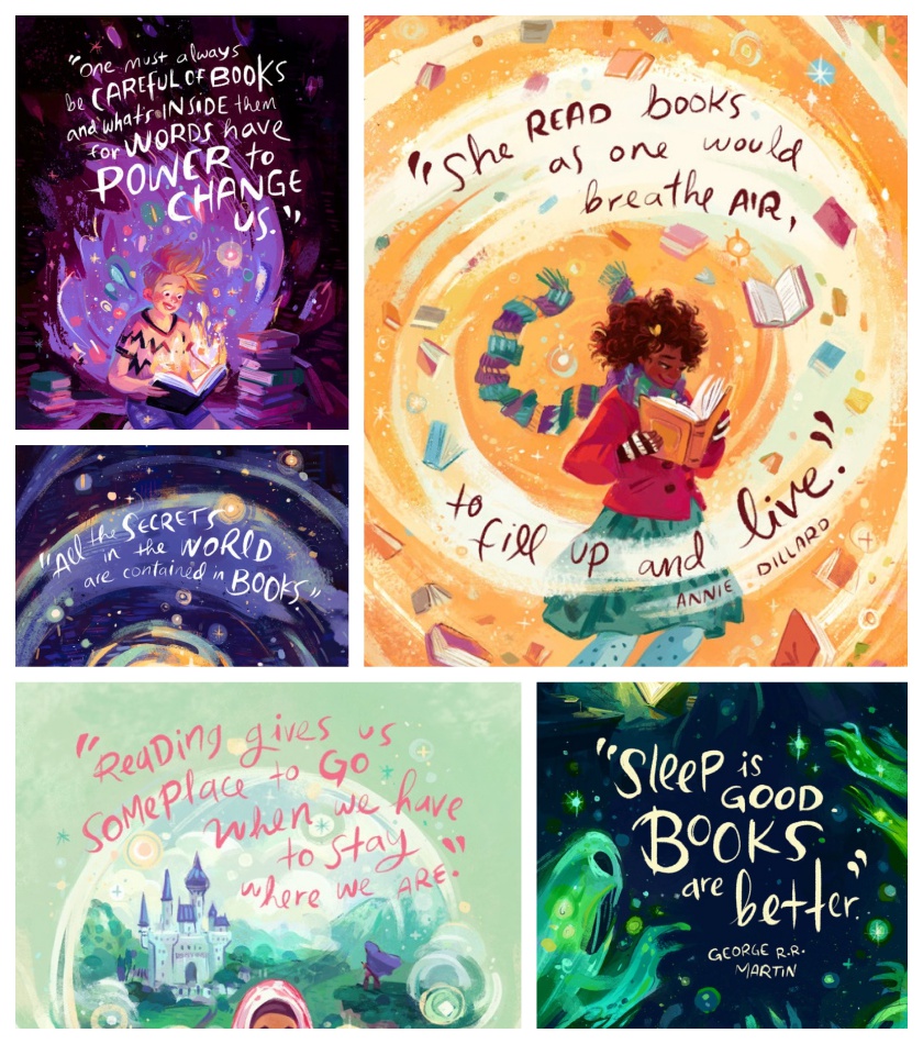 Famous book quotes on infinitely charming posters by Simini Blocker