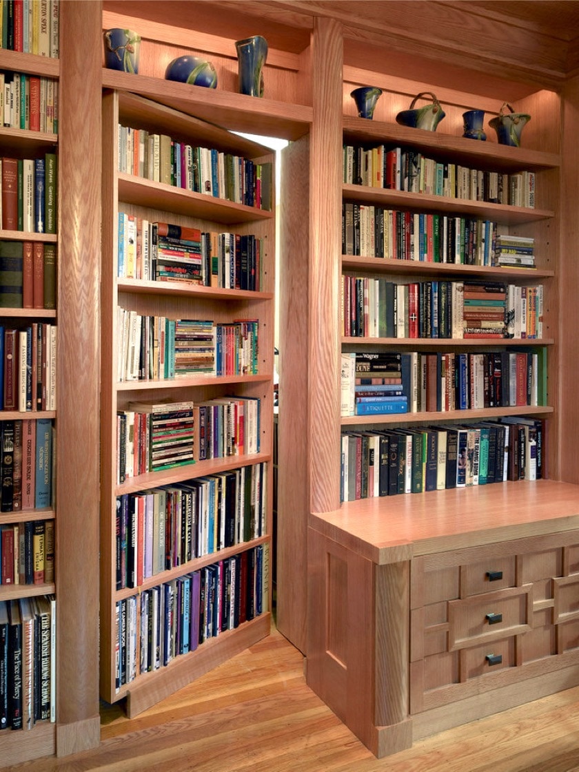Hidden bookcase doror in a home office - best home library ideas