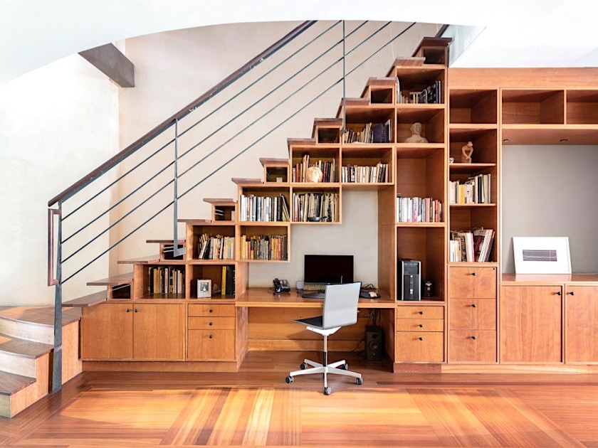 Home library and office under the stairs