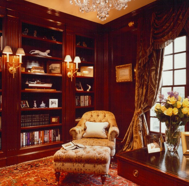 Traditional home office and library