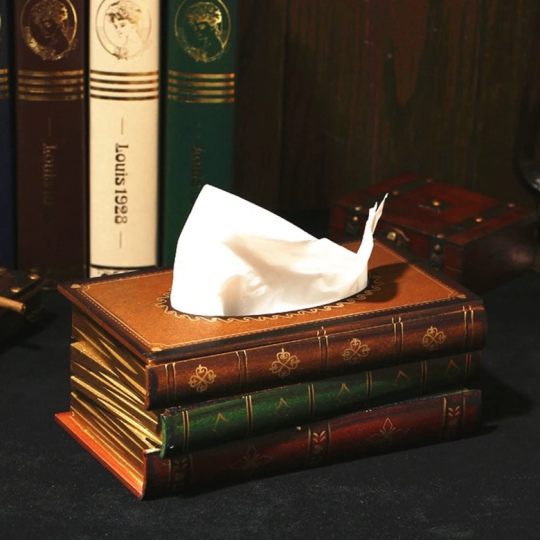 Tissue holder that looks like antique books - ideas for a reading nook
